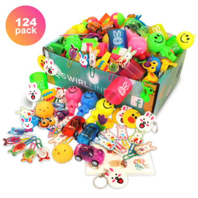 Easter Prizes Easter Egg Basket Stuffers Fillers Toys Kids Party Favors 124PCS