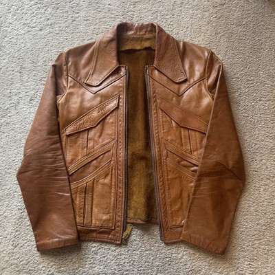 East West Musical Instruments Vintage 1970's Tan leather Jacket