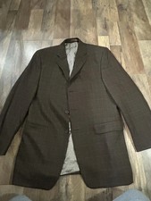 Michael Kors Men's Classic-Fit Brown/Red Plaid Sport Coat, Size 40 Reg, 350