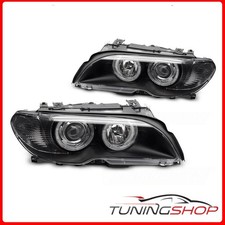 LPBMP2 FARI FANALI ANTERIORI XENO ANGEL EYES NERI BMW E46 03-06 COUPE CABRIO Tun