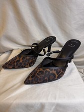 A New Day Women  s Sonia Heels w/Memory Foam Insole Brown Leopard Mesh A10 