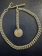 solid silver albert pocket watch chain 1887  REF SK 302