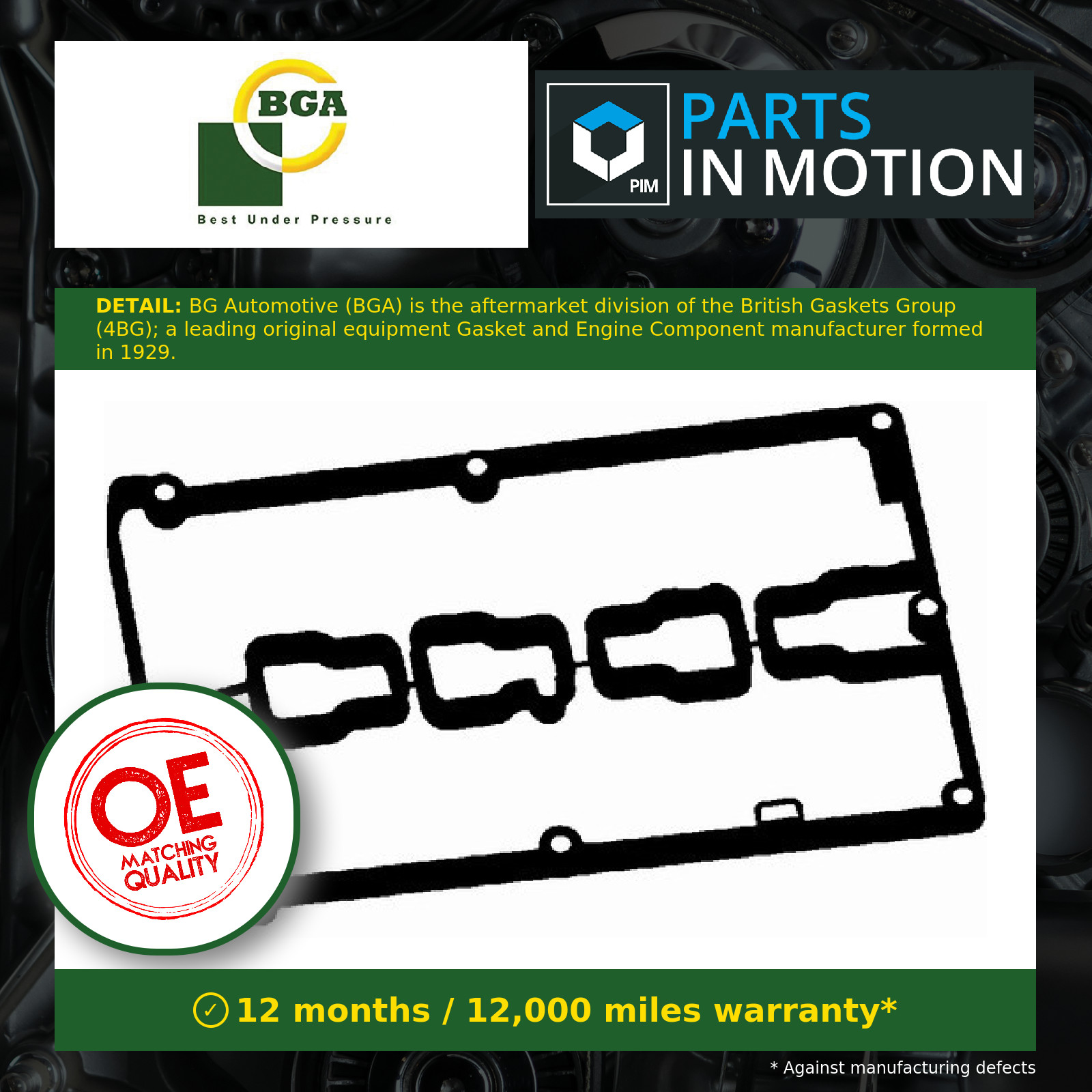 Rocker Cover Gasket fits ALFA ROMEO 156 932 2.0 97 to 05 BGA 60655592 606555920
