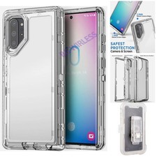 For Samsung Galaxy Note 10 Shockproof Clear Defender Cover Case Belt Clip