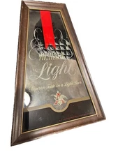 Vintage Michelob Light Beer Sign Mirror Pyramid Shape Wood Frame Bar Man Cave
