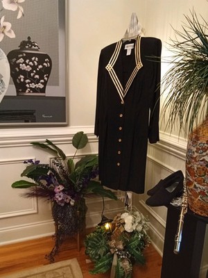 Marina Rinaldi Black Dress Gold Button Detail