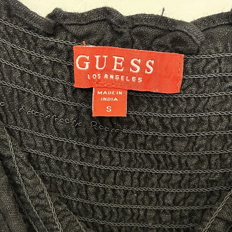 GUESS Mono Mujer Pequeño Calado Negro Corto Elastizado Y2K Fecha Noche Discotecas Foto 4 de 4