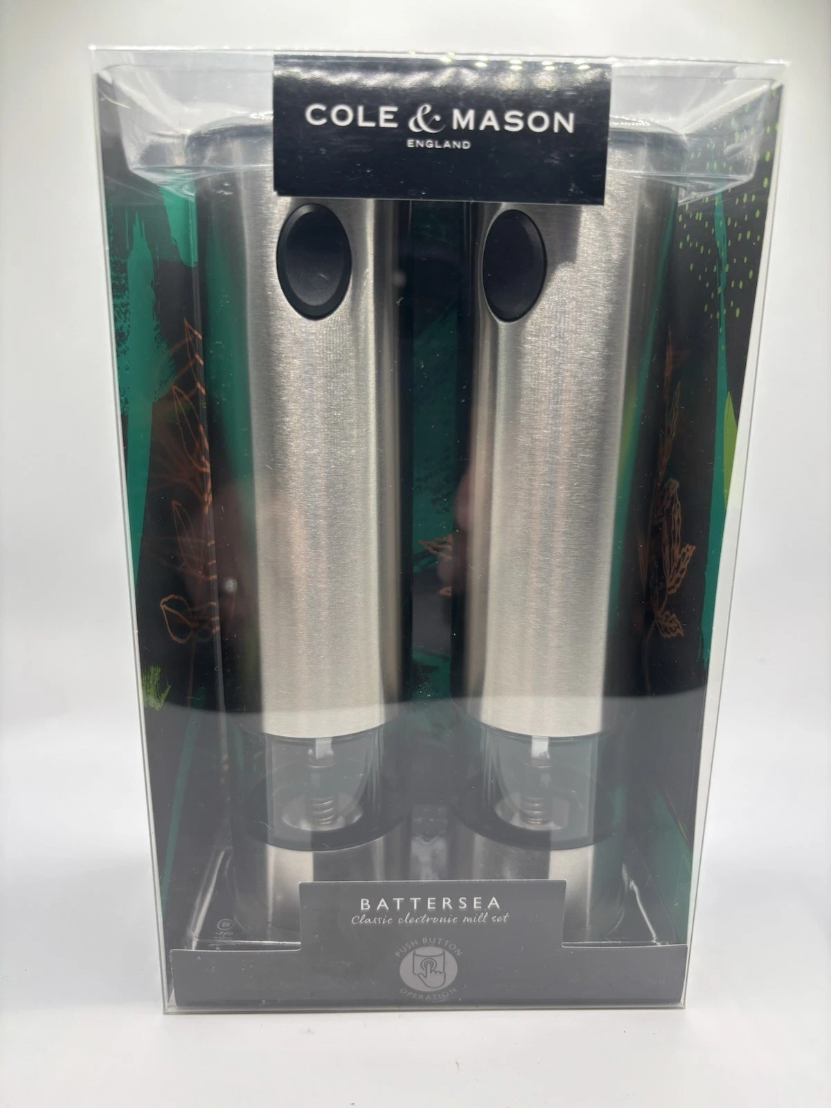Cole & Mason Battersea 8" Stainless Steel Electronic Salt Pepper Mill Gift Set