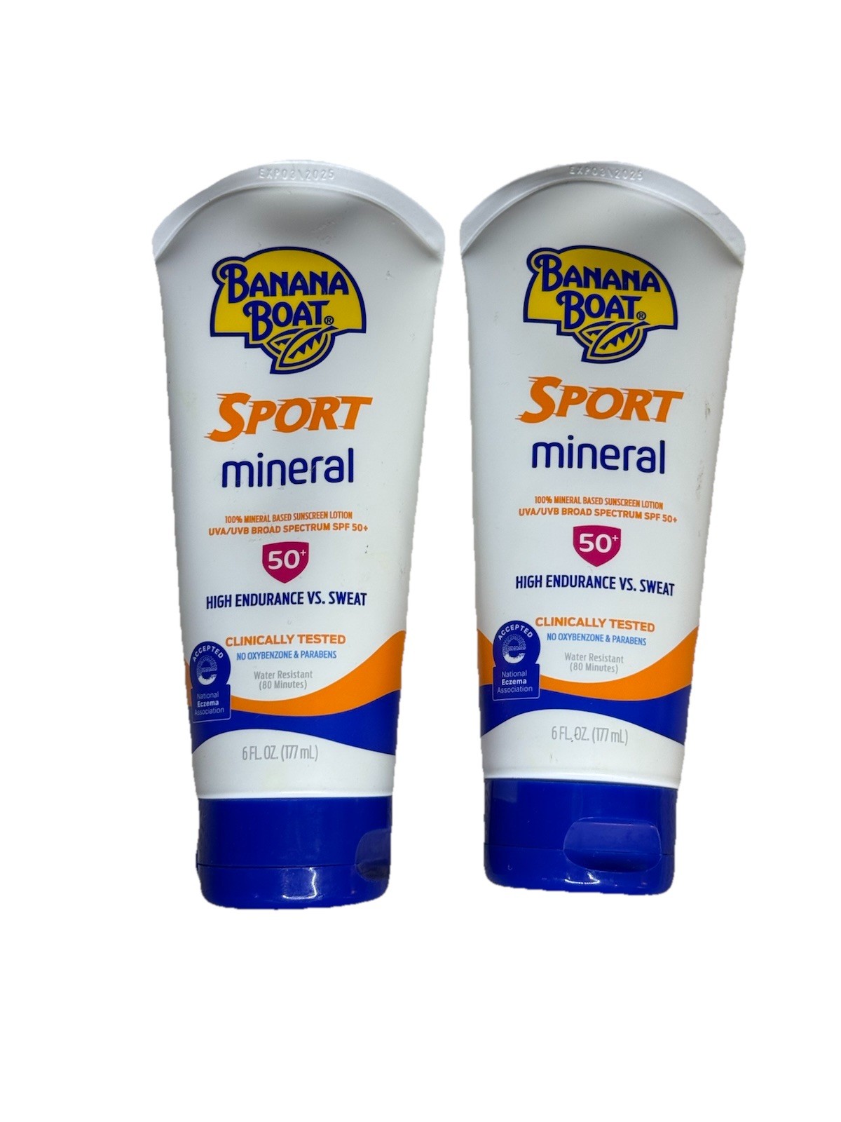 2 X Banana Boat Sport Mineral Sunscreen Lotion Anti Sweat SP