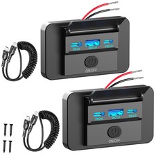 2 Pack 90W 12 Volt USB Outlet Panel Wall Mount Dual 36W PD  QC3.0 18W Car US...