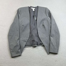 White House Black Market Jacket Womens 10 Gray Open Long Sleeves Blazer NWT 