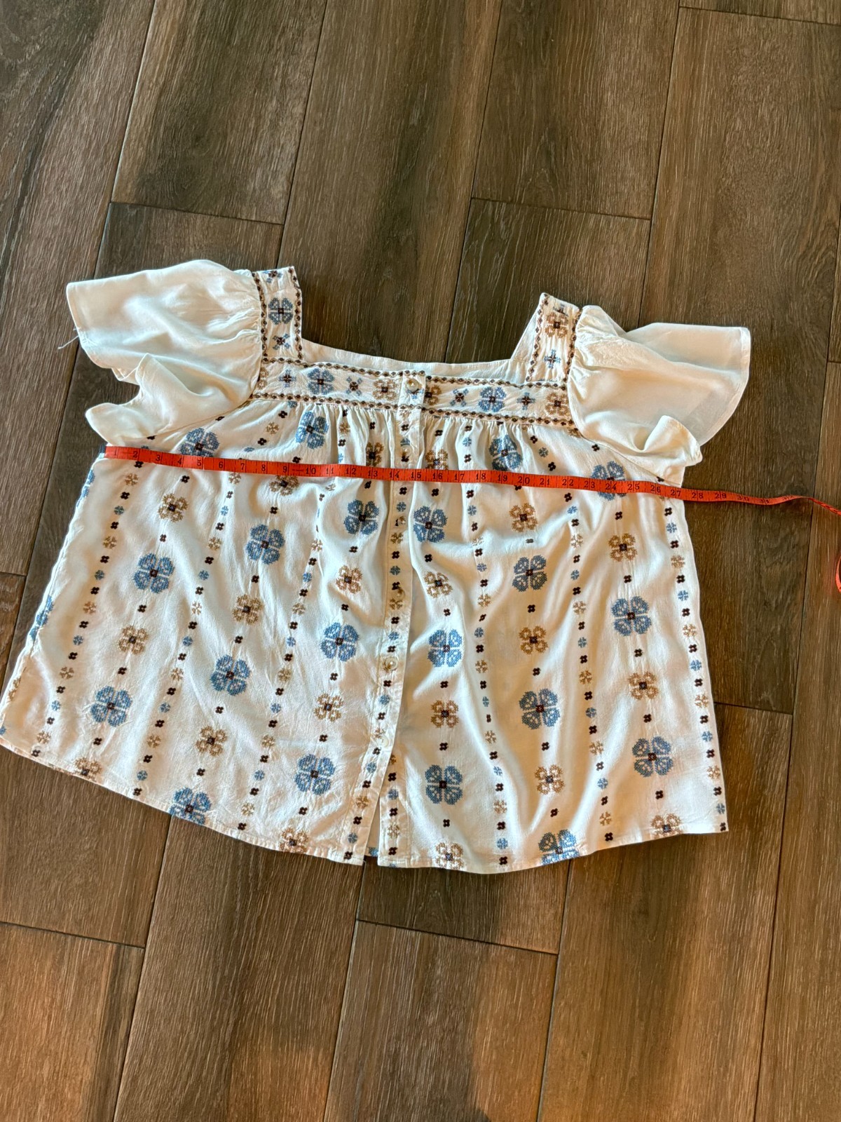 Torrid square neckembroidered flutter sleeve Boho… - image 4