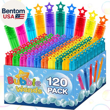 120 Pcs Mini Bubble Wands in 10 Colors, Bulk Party Favors for Kids, Themed Birth