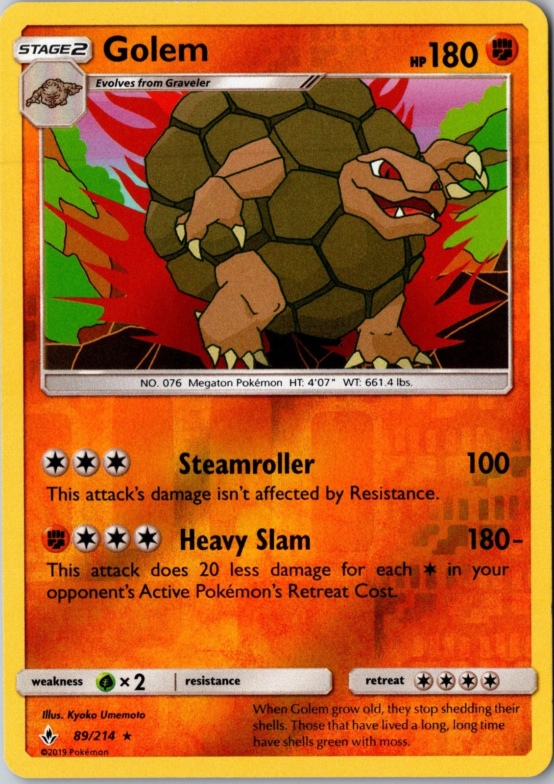 Golem Reverse Holo Holo Rare SM - Unbroken Bonds 89/214 NM