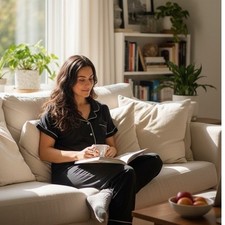 Born Women's Pajama Set M Black White Accents Silky Cozy Long Sleeves Athleisure