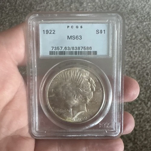 1922 PEACE SILVER DOLLAR  S$1 PCGS MS63 - Old Holder
