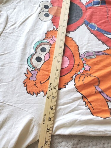 1990s Zoe And Elmo Double Side Print Sesame T Shirt Adult LARGE White - Picture 6 of 6
