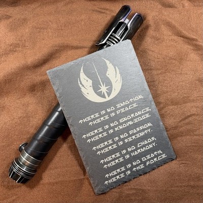 STAR WARS ANCIENT JEDI ORDER CREED 6  x 9  CEREMONIAL ETCHED FORCE TABLET SLATE