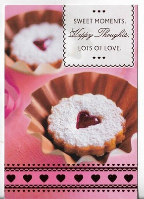 NEW Valentine Card 4.5x7- Sweet Moments Happy Thoughts Lots of Love Cookie Heart