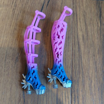 Monster High Frankie Stein Amped Up Pink Blue Boots Heels Shoes Lightning Bolt