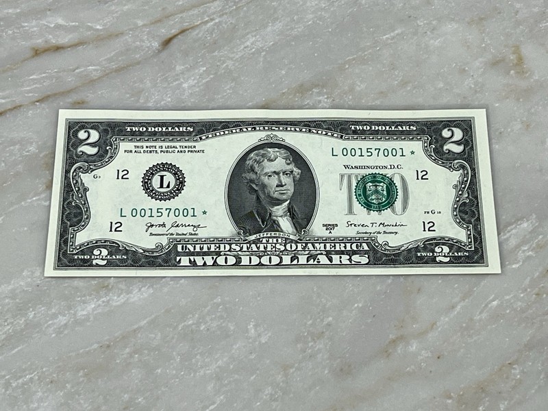 2017A $2 Star Note L00157001 Low Print Run 160,000 San Francisco UNC Rare