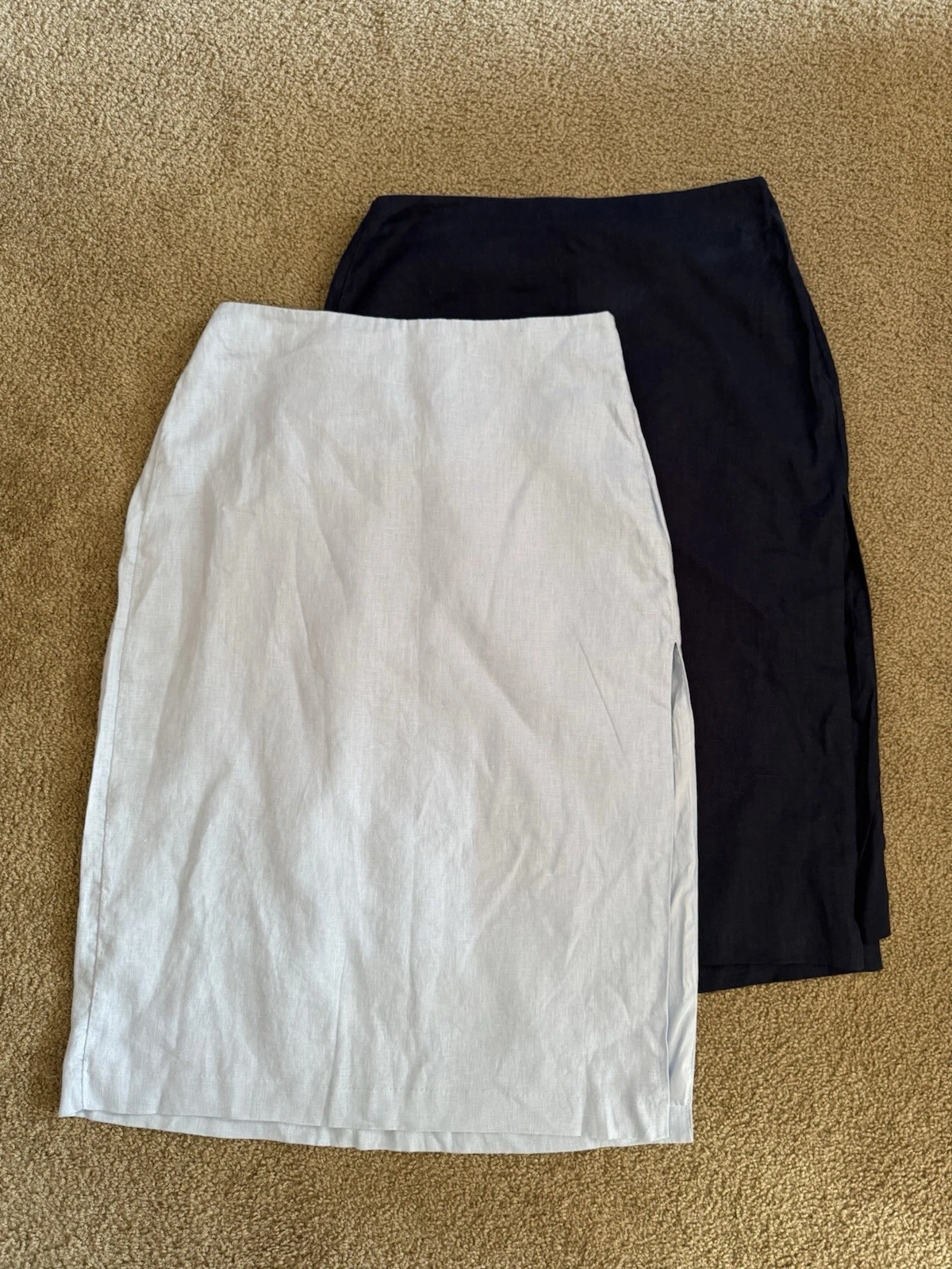 NWT ABERCROMBIE FITCH 100% Linen Blue Maxi Pencil Skirt LARGE Casual Travel 2pcs