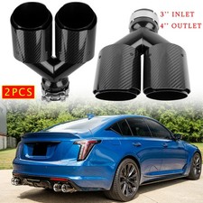 For Cadillac CT4 CT5 CT5-V 2PCS 3'' to 4'' Carbon Dual Exhaust Pipe Muffler Tips