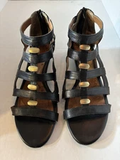 Sofft Sandals Womens 9 Rio Wedge Brown Leather Gladiator Back Zip Shoes  052