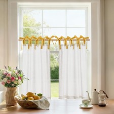 Jinchan Linen Tie Top Curtains 36 Inch Length Farmhouse Cafe Curtains Set Of 2