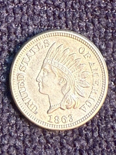 1863 Uncirculated Indian Head Cent Copper-Nickel Type Penny