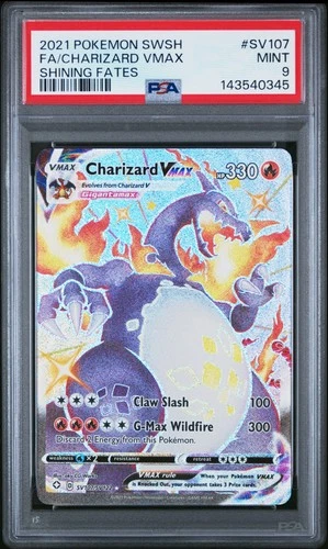2021 POKEMON SWORD & SHIELD SHINING FATES #SV107 FULL ART/CHARIZARD VMAX PSA 9