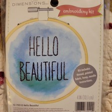 2018 Dimensions Hello Beautiful Embroidery Kit, 4 inch hoop, 72-75510