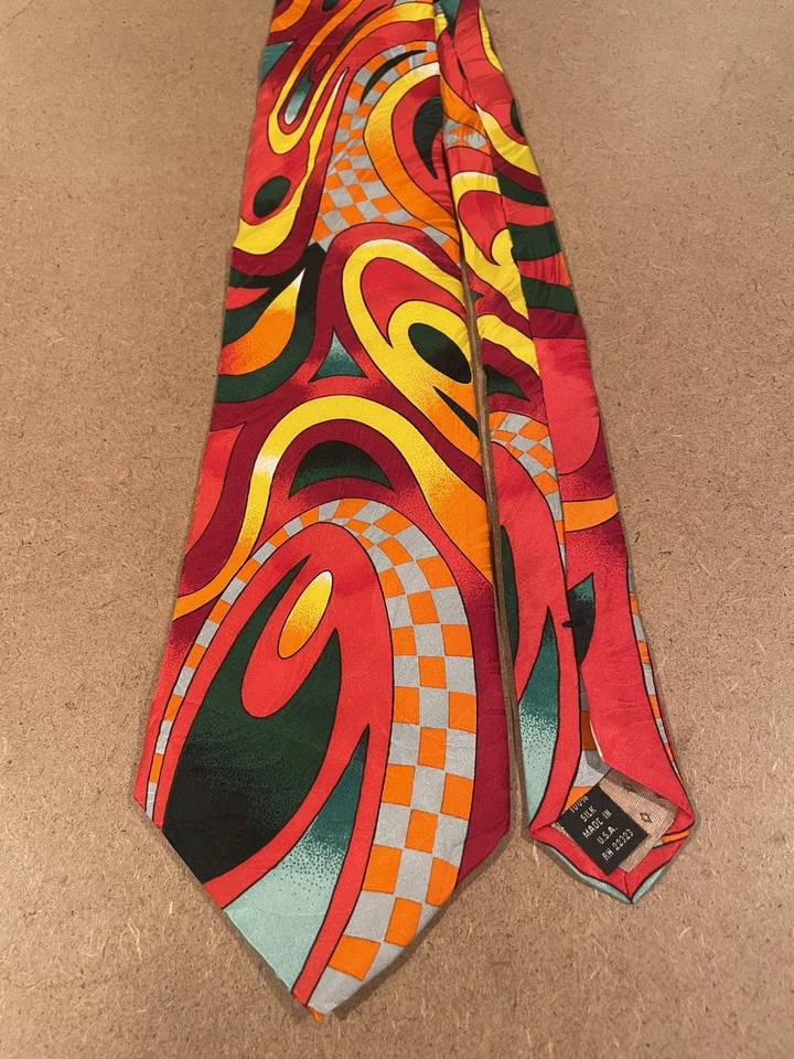 Lot of 2 Rush Limbaugh 1990s No Boundaries Collection Colorful Silk Ties Chains - Image 2 of 4
