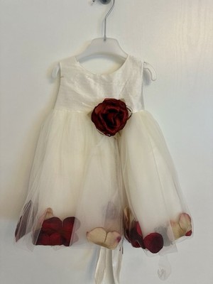 Seidenkleid für Kleinkinder mit Rosen z.B. für Hochzeit Festtag Fotoshooting