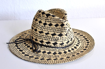Alpha Studio Made in Italy Bast Hat Straw Hat Boho Ethnic Ibiza Hippie Floppy Hat