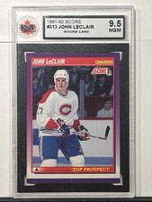1991-92 Score American NHL Hockey #313 John LeClair Rookie Card KSA 9.5. rookie card picture