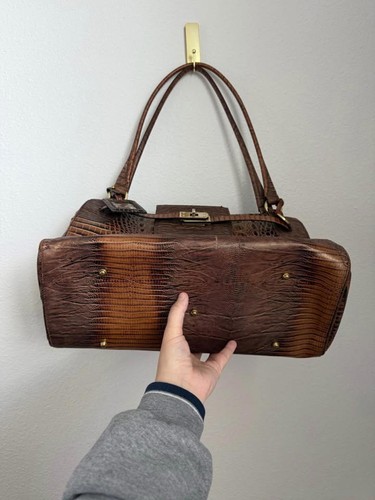 Brahmin Vintage 25th Anniversary Croc Embossed Leather Shoulder Purse - Picture 4 of 9