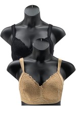 Rhonda Shear 2-pack Molded Cup Bra with Back Closure Black/Beige