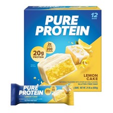 Lemon Cake Pure Protein Bar 20g Protein Low Sugar Gluten Free 12 bars 1.76 oz