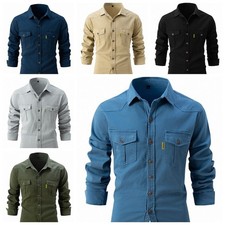 Men shirt water washed elastic pure cotton casual business long shirt Tops  ML  