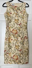 Vintage Laura Ashley Shift Dress 6 Linen Blend Floral Watercolor Sleeveless