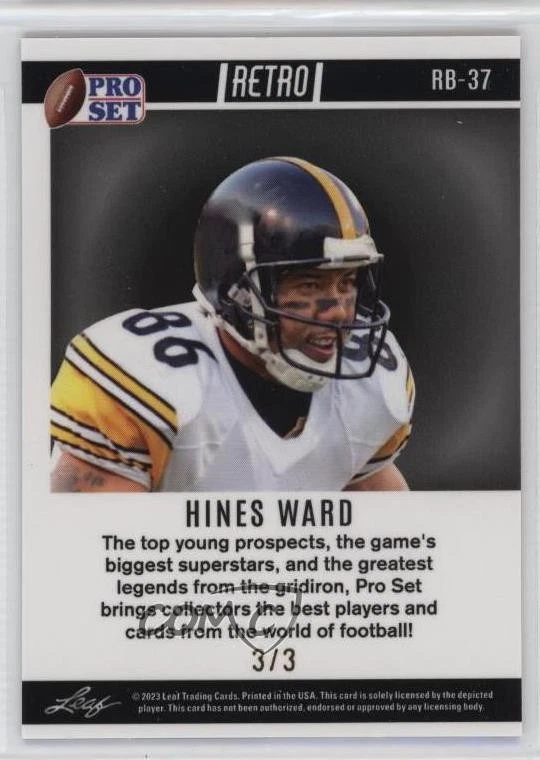 2023 Leaf Pro Set Metal Retro Pink Pulsar /3 Hines Ward #RB-37 - Image 2 of 2