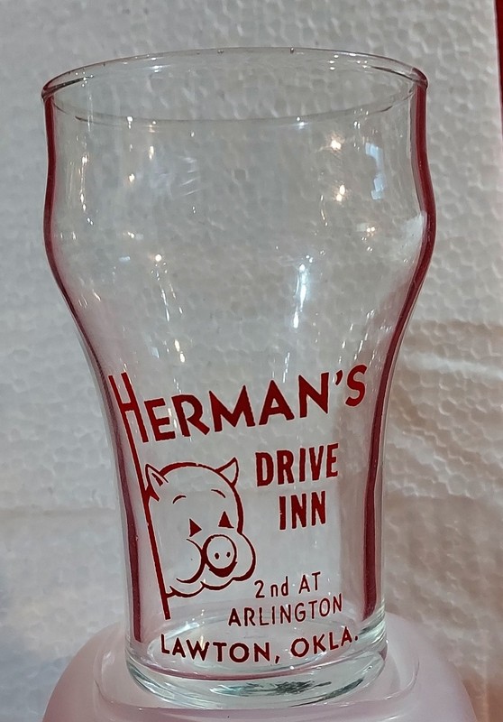 NEW Vintage Herman's Drive Inn 4 1/2-inch-tall glass Lawton, Okla.