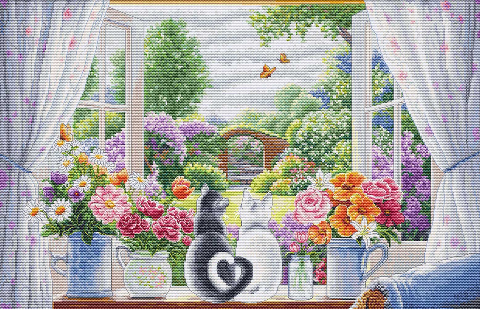 Luca-S counted cross stitch kit ""The Window of Dreams"", 49x32cm, DIY