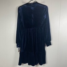 Just Taylor Navy Blue Velvet Tiered V Neck Long Sleeve Mini Dress Size S