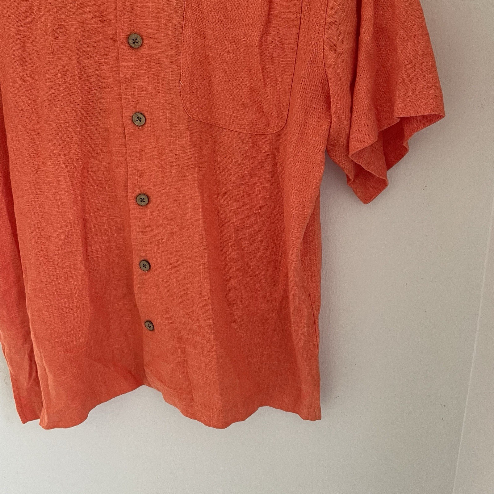 FILA Camicia uomo J Rowe lino con bottoni grande arancione golf ricamata entra nel buco