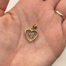 Disney Mickey Mouse Icon In Heart Pendant Cold Tone CZ Jewelry Small Collectible