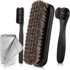 4 Pcs Horsehair Shine Shoes Brush Kit Polish Dauber Applicators Cleaning Leather