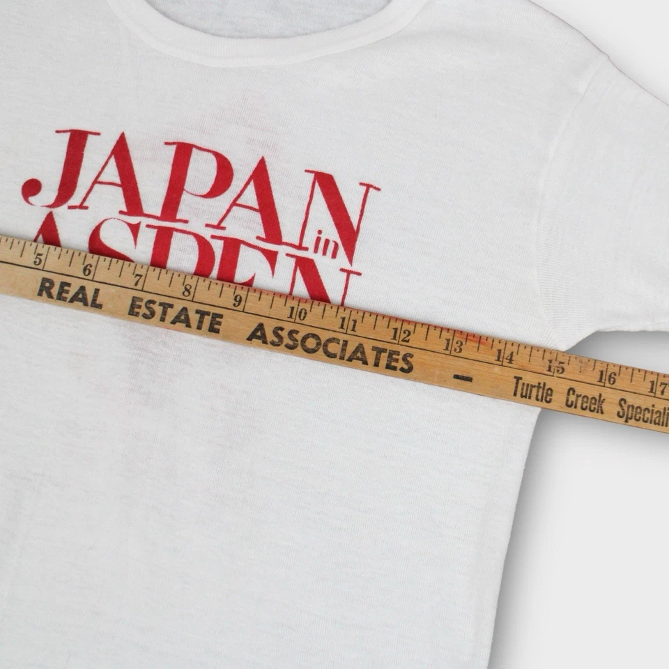 Vintage Japan in Aspen T-Shirt White Red Graphic Tee 80s Single Stitch USA XS - Image 4 of 4