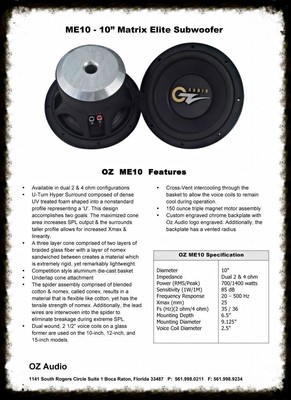 oz audio 10 inch subwoofer